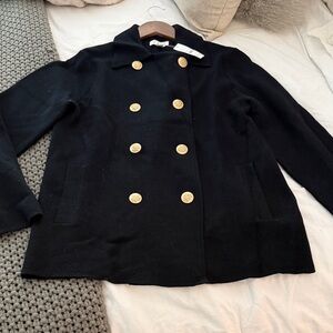 J. Crew Black Coat with Gold Buttons